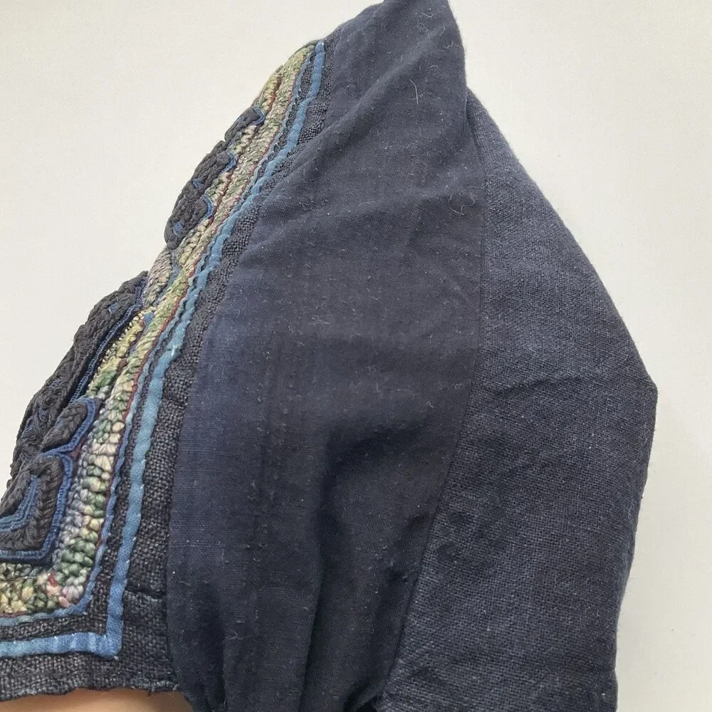 Vintage Handmade Hmong Embroidered Crossbody Bag Ethnic Textile Vietnam Repair